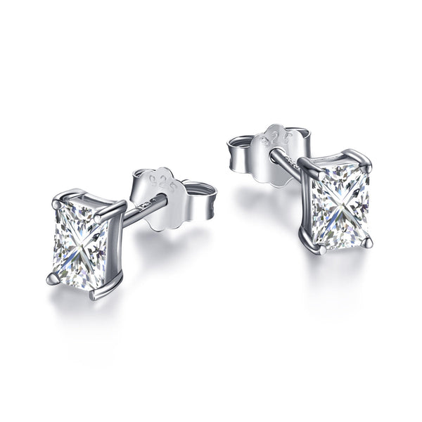 ˇStreet JewelryˇStylish Shiny Rectangular Center Stone Stud Earrings