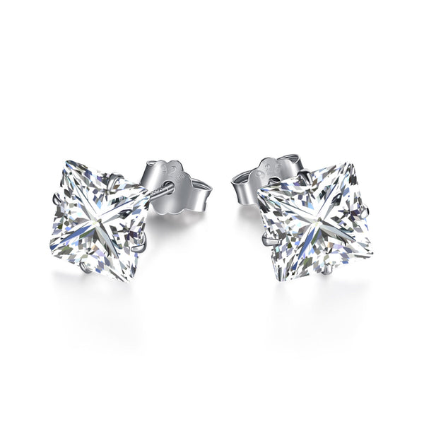 ˇStreet JewelryˇStylish Shiny Square Center Stone Stud Earrings