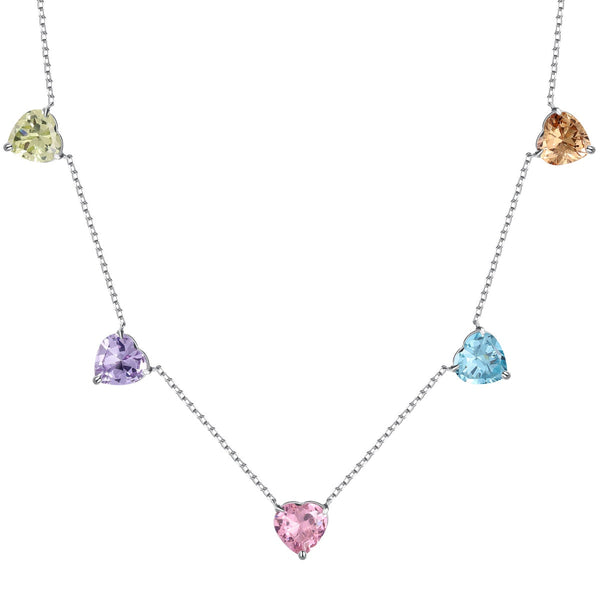 ˇStreet JewelryˇSparkling Colorful Heart Cut Necklace