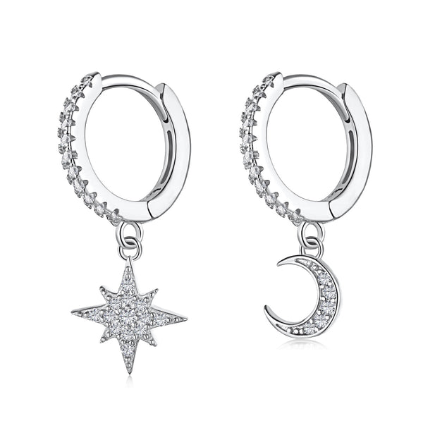 ˇStreet JewelryˇStar and Moon Asymmetric Earrings