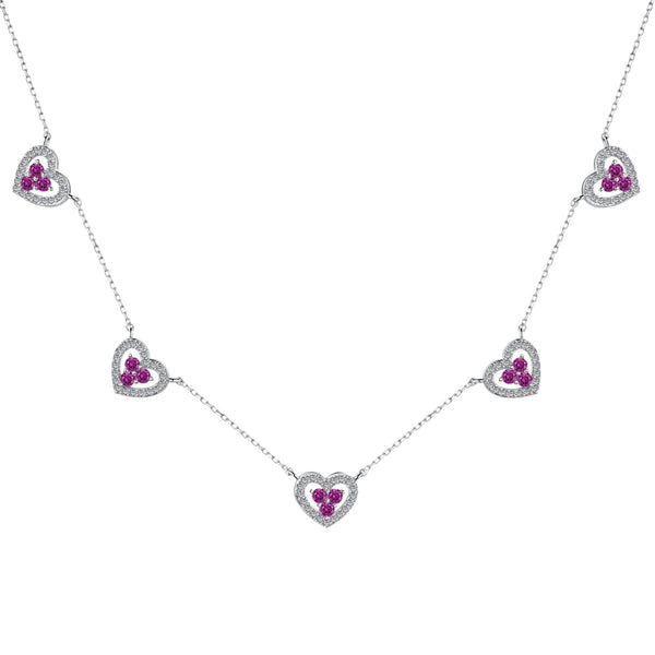 ˇStreet JewelryˇSparkling Five Heart Necklace
