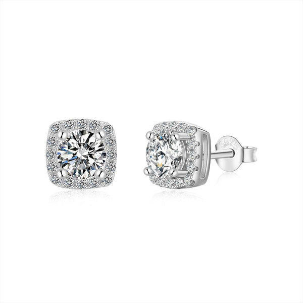 ˇStreet JewelryˇClassic Round Center Stone Stud Earrings