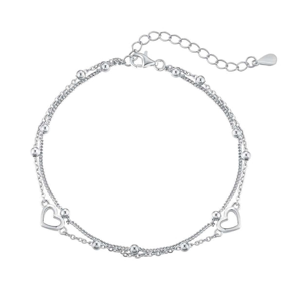 ˇStreet JewelryˇDainty Double Layer Love Heart Bracelet