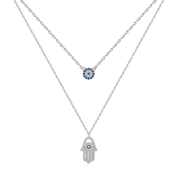 ˇStreet JewelryˇDemon Eye Hamsa Palm Necklace