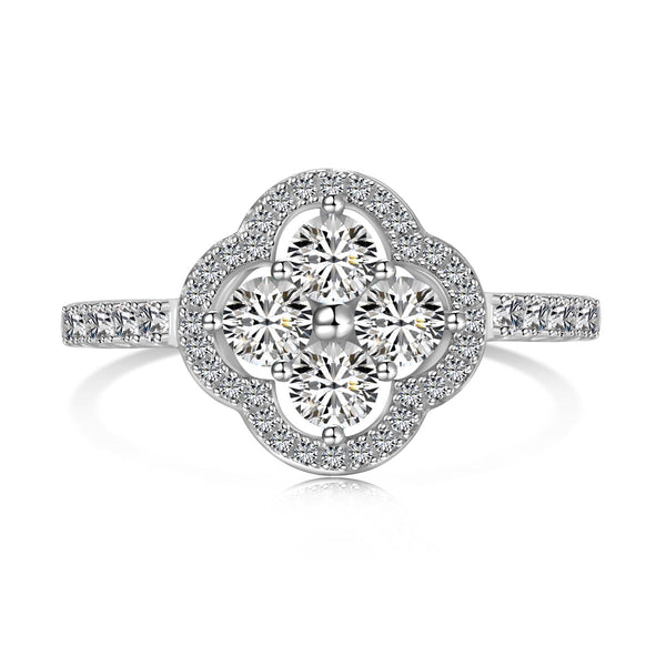 ˇStreet JewelryˇFour Leaf Clover Flower Design Ring