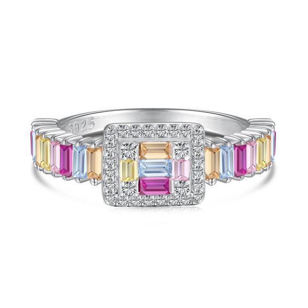 ˇStreet JewelryˇExquisite Colorful Radiant Cut Party Ring