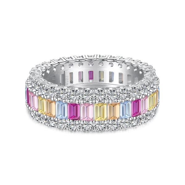 ˇStreet JewelryˇDainty Colorful Radiant Cut Daily Ring