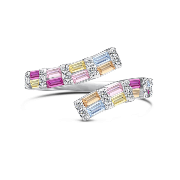 ˇStreet JewelryˇCharming Colorful Radiant Cut Adjustable Daily Ring