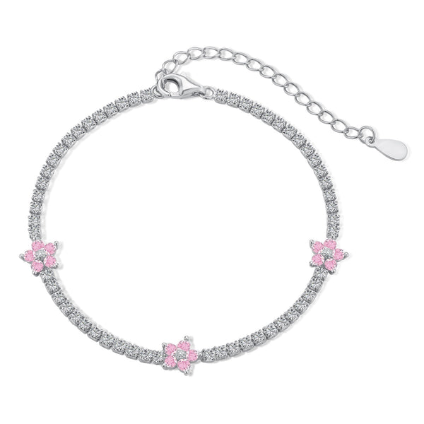 ˇStreet JewelryˇSparkling Flower Shape Tennis Bracelet