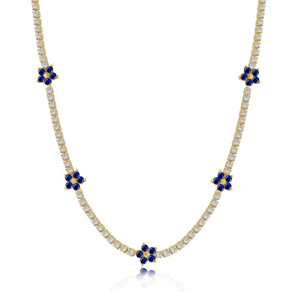 ˇStreet JewelryˇLuxurious Colorful Flower Tennis Necklace