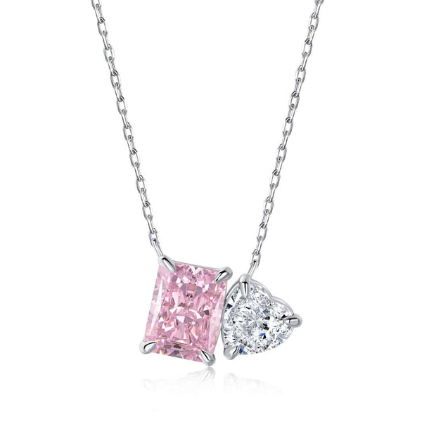 ˇStreet JewelryˇDazzling Square & Heart Shape Necklace