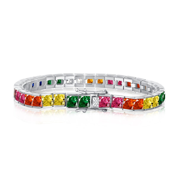 ˇStreet JewelryˇRadiant Colorful Princess Cut Tennis Bracelet