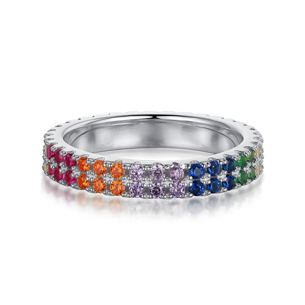 ˇStreet JewelryˇUnique Colorful Round Cut Tennis Ring