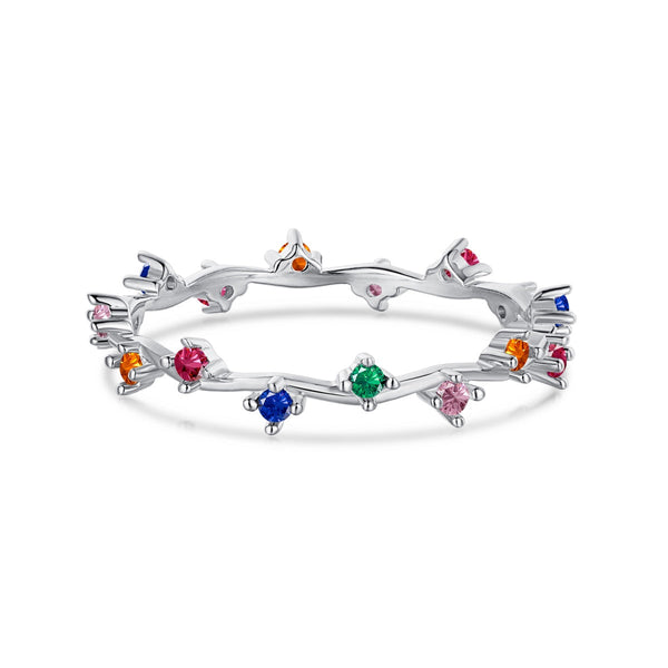 ˇStreet JewelryˇRadiant Colorful Round Cut Daily Ring
