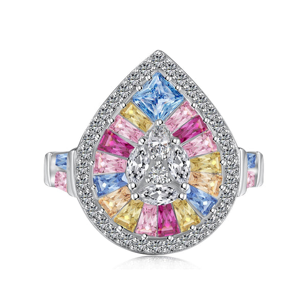 ˇStreet JewelryˇElegant Colorful Water Drop Shape Banquet Ring