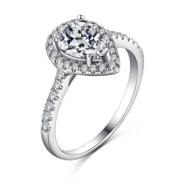 ˇStreet Jewelryˇ1.0 Carat Luxurious Resplendent Water Drop Shape Wedding Ring