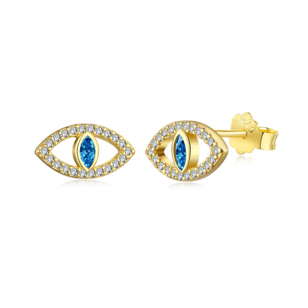 ˇStreet JewelryˇBlue Devil Eyes Hollow Stud Earrings