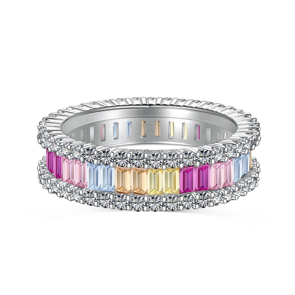 ˇStreet JewelryˇDainty Kaleidoscopic Emerald Cut Daily Ring