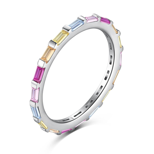 ˇStreet JewelryˇExquisite Multicolored Emerald Cut Daily Ring