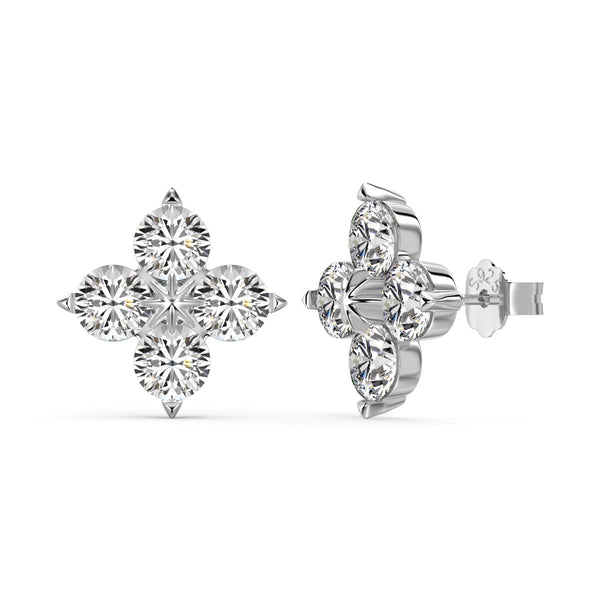 ˇStreet JewelryˇFour-Leaf Clover Eight-Pointed Star Earrings