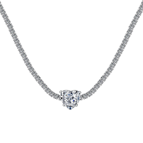ˇStreet Jewelryˇ2.0 Carat Sparkling Tennis Heart Cut Necklace
