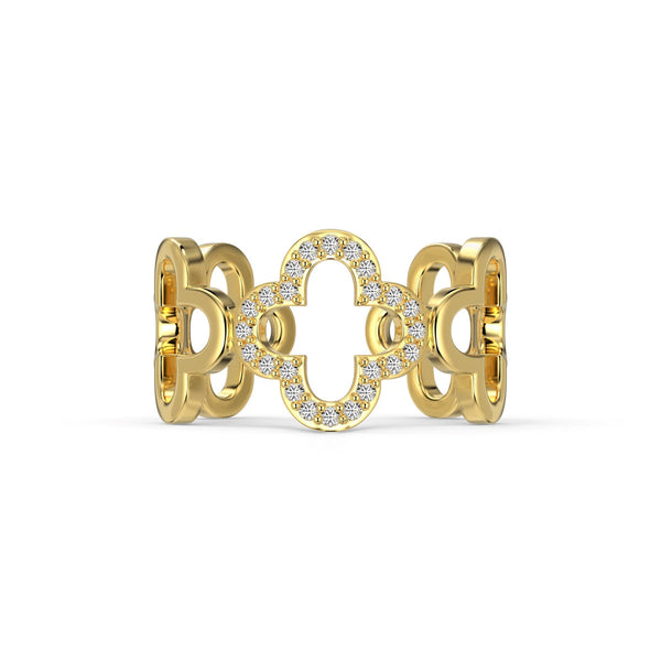ˇStreet JewelryˇHollow Design Four-Leaf Clover Flower Shape Ring