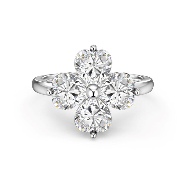 ˇStreet JewelryˇHeart-shaped Four-Leaf Clover Ball Ring