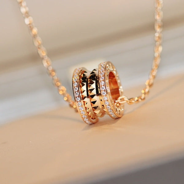 ˇStreet JewelryˇZERO 1 ROCK PEDANT PINK GOLD NECKLACE