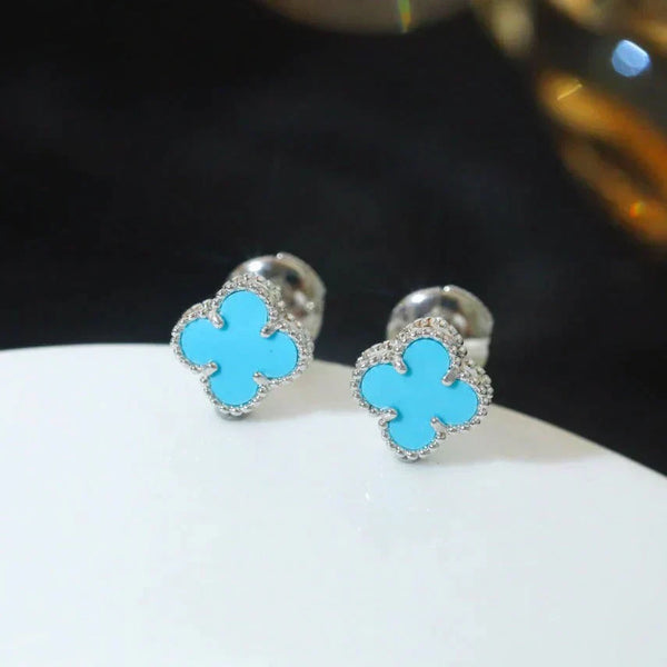 ˇStreet JewelryˇCLOVER MINI 9.5MM ONYX STUD EARRINGS SILVER