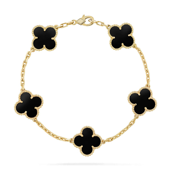ˇTrend JewelryˇCLOVER 5 MOTIFS BLACK ONYX BRACELET 