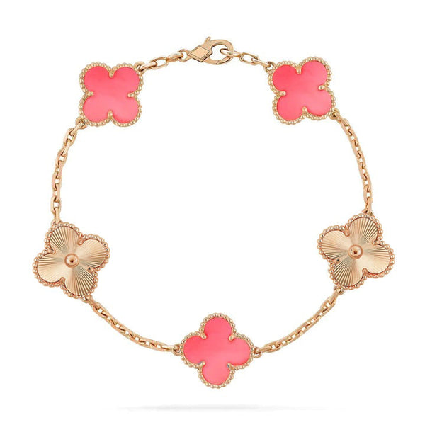 ˇTrend JewelryˇCLOVER ARMBAND 5 MOTIV ROSA UND ROSÉGOLD