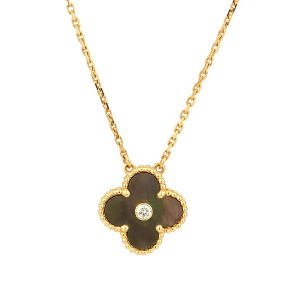 ˇStreet JewelryˇCLOVER 15MM DIAMOND AND MOTHER-OF-GREY NECKLACE