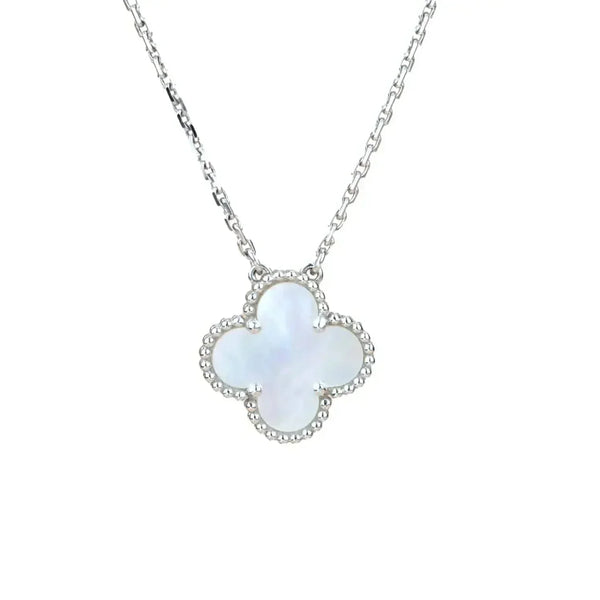ˇStreet JewelryˇCLOVER  15MM WHITE MOTHER-OF-PEARL SILVER
