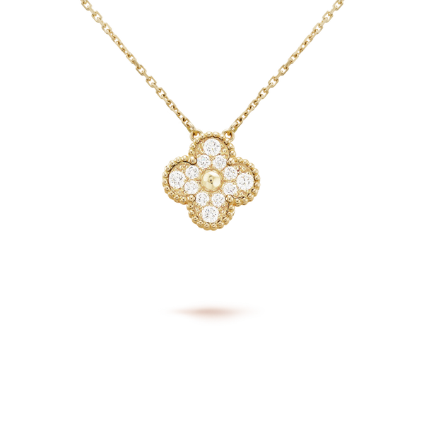 ˇStreet JewelryˇCLOVER 15MM DIAMOND SINGLE FLOWER NECKLACE
