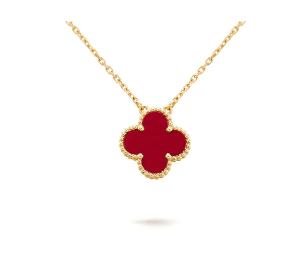 ˇStreet JewelryˇCLOVER 15MM CARNELIAN SINGLE FLOWER NECKLACE