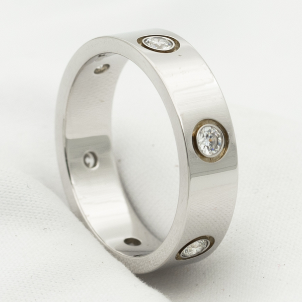 ˇStreet JewelryˇLOVE RING 5.5MM 6 DIAMONDS SILVER