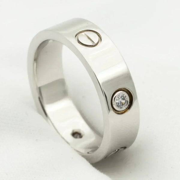 ˇStreet JewelryˇLOVE RING 5.5MM 3 DIAMONDS SILVER