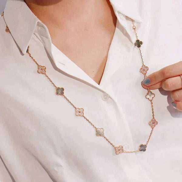 ˇStreet JewelryˇCLOVER 20 MOTIFS DARK MOP DIAMOND  NECKLACE