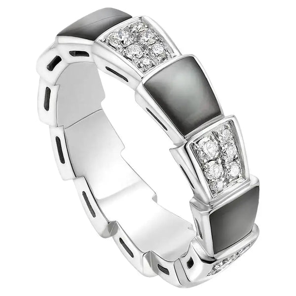 ˇStreet JewelryˇSERPENTI RING SILVER DIAMOND BLACK MOP 4MM