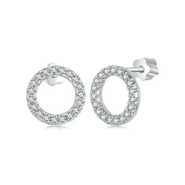 [STREET]Forever Clear Moissanite Circle Round Stud Earrings