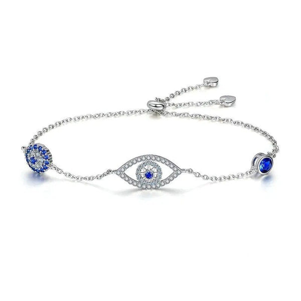 [STREET]Blue Zircon Evil Eyes Bracelet Guardian Eye Chain for Women