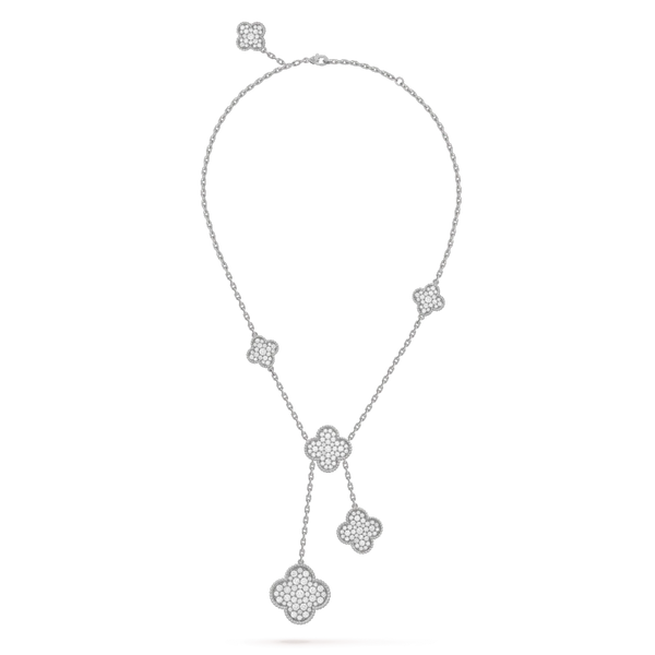 ˇStreet JewelryˇCLOVER 5 MOTIFS SILVER DIAMONDS NECKLACE