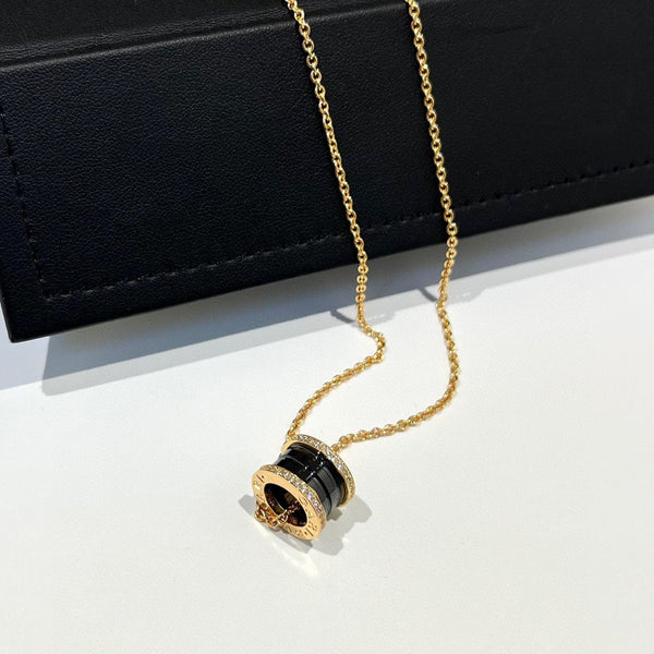 ˇStreet JewelryˇZERO 1 BLACK CERAMIC DIAMOND PINK GOLD NECKLACE